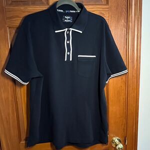 Footjoy X Tom Snyder Navy/White Trim Golf Polo Performance Shirt Men’s Large